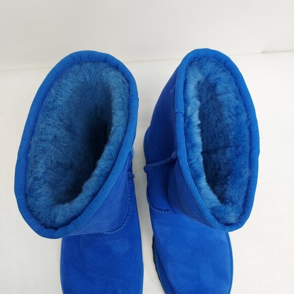 UGG Boot Classic Short Women's 8 Sheepskin Suede Leather Sherpa Lining Blue 5825 - Picture 8 of 12